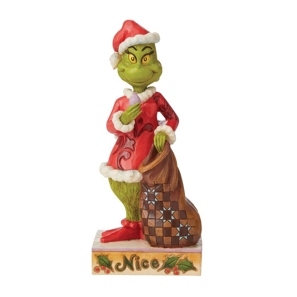 Jim Shore Dr. Seuss Grinch With Sack Two-Sided Naughty/Nice Figurine